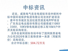 中標資訊：威勝電氣中標中國環境保護集團公司滄州擴建工程等項目